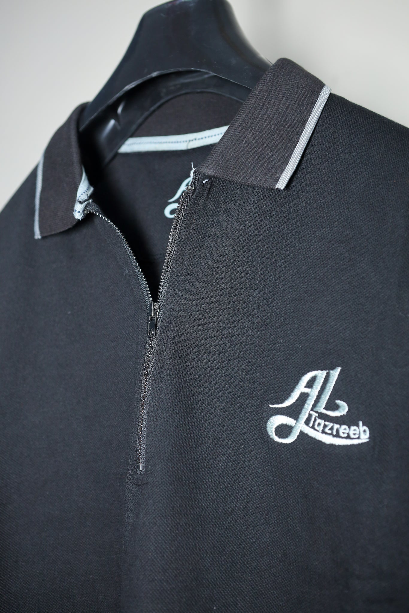 Black Zip Collar Polo